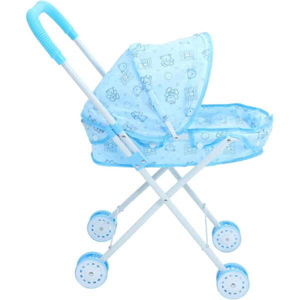 Poussette für blaue Puppen mit Bärenkopf und Telefon für Mädchen-Rollenspiele