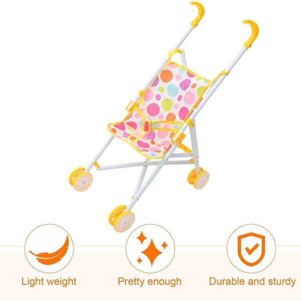 SOIMISS Poussette für Kinderpuppen, Struktur aus leichtem Metall, realistisches Spiel
