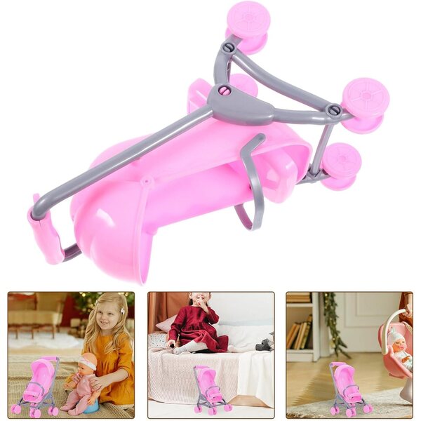Set mit 2 Miniatur-Kinderwagen für Puppen, leicht und widerstandsfähig – Kinderspiel