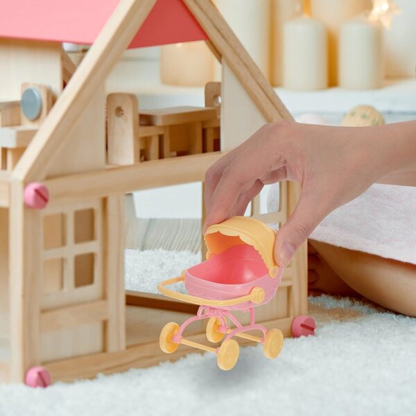 Mini-Poussette und Chaise Haute für Puppen aus ABS, realistisch und leicht zu transportieren