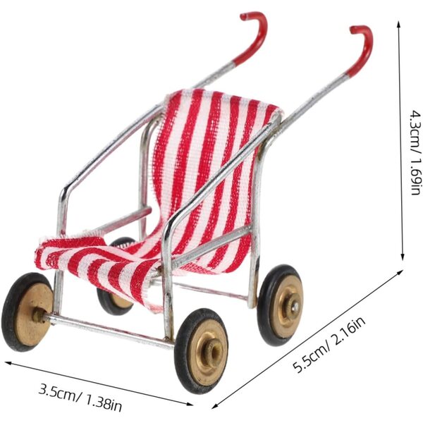 Mini-Poussette für Puppen aus Metall und Stoff, realistisch und tragbar