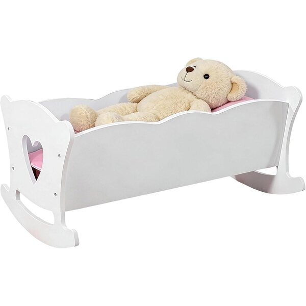 Culla in legno con dondolo e accessori per bambole fino a 50 cm, gioco di ruolo creativo