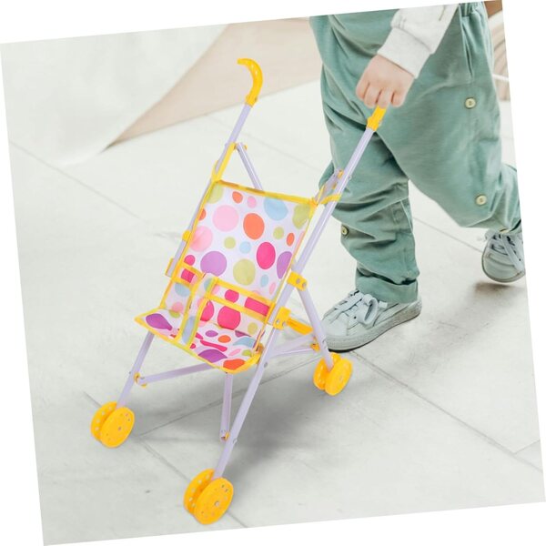 Poussette Canne per Bamboles in Poliestere e ABS, Accessorio Realistico e Facile da Usare