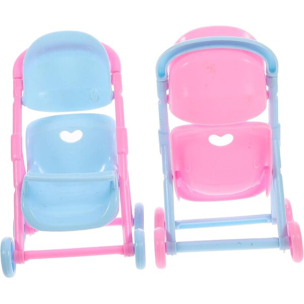 Beaupretty 2 Miniatur-Klapppuppen-Kinderwagen-Spiel für Kinder, mehrfarbig