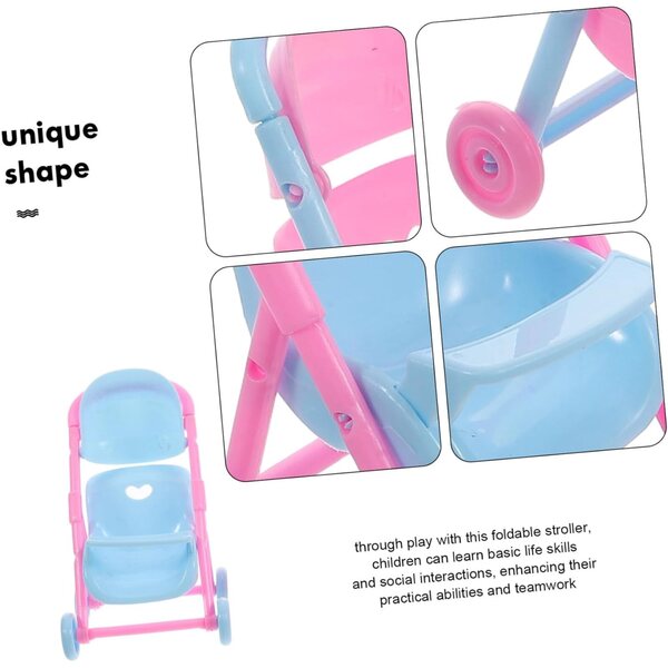 Beaupretty 2 Miniatur-Klapppuppen-Kinderwagen-Spiel für Kinder, mehrfarbig