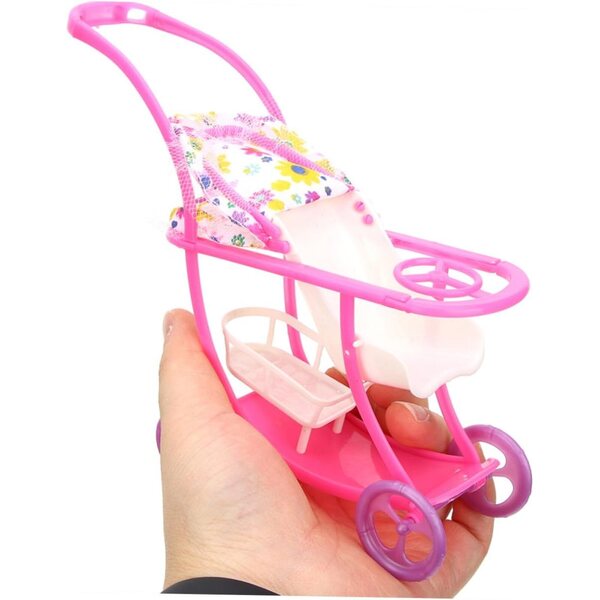 Abaodam Poussette-Miniaturen für rosa Puppen, Raumdekoration und kreatives Spiel