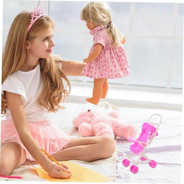 Gerneck Poussette per Bambole Rosa in Plastica Realistica 18x10x8 cm per Bambini