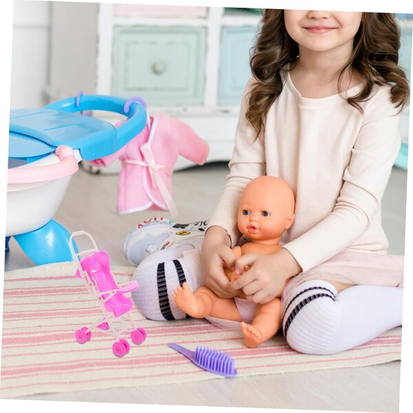 Gerneck Poussette per Bambole Rosa in Plastica Realistica 18x10x8 cm per Bambini