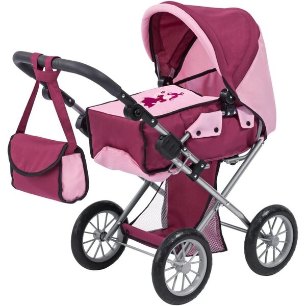Landau Poussette City Star Bordeaux für Puppen bis 46 cm mit Tasche und Korb