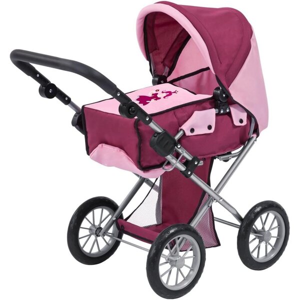 Landau Poussette City Star Bordeaux für Puppen bis 46 cm mit Tasche und Korb