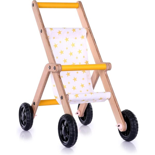 Kinderwagen aus Holz für Puppen – Sicheres und ökologisches Montessori-Spielzeug ab 18 Monaten