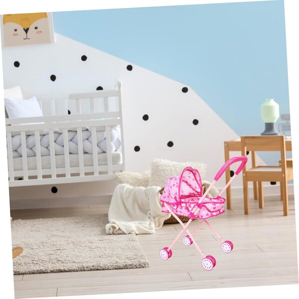 Poussette Pieghevole per Bambole 54x46,5 cm in Ferro e Tessuto Oxford OFFIGAM