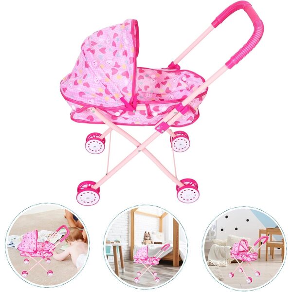 Poussette Pieghevole per Bambole 54x46,5 cm in Ferro e Tessuto Oxford OFFIGAM