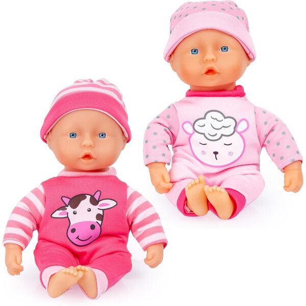 Bayer Design 92002AF – Set mit 2 Babypuppen, 20 cm, mit weichem Körper und aufgedrucktem Muster