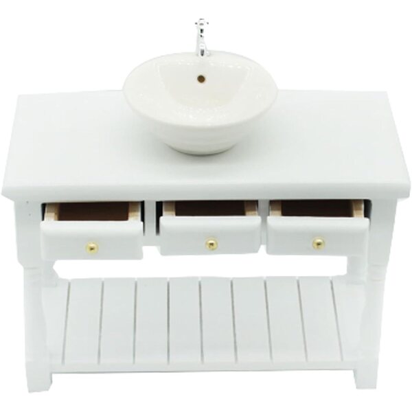 Lavandino bagno casa delle bambole 1:12 in ceramica bianco con tavolo lavaggio