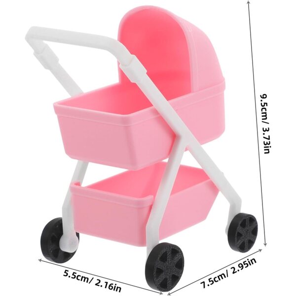 FRCOLOR Miniatur-Poussette für Puppen, realistisch, 9,5 x 7,5 x 5,5 cm