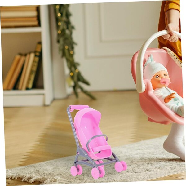 FRCOLOR Set mit 2 Mini-Poussetten für Puppen, stabiles und realistisches Spielzeug für Kinder