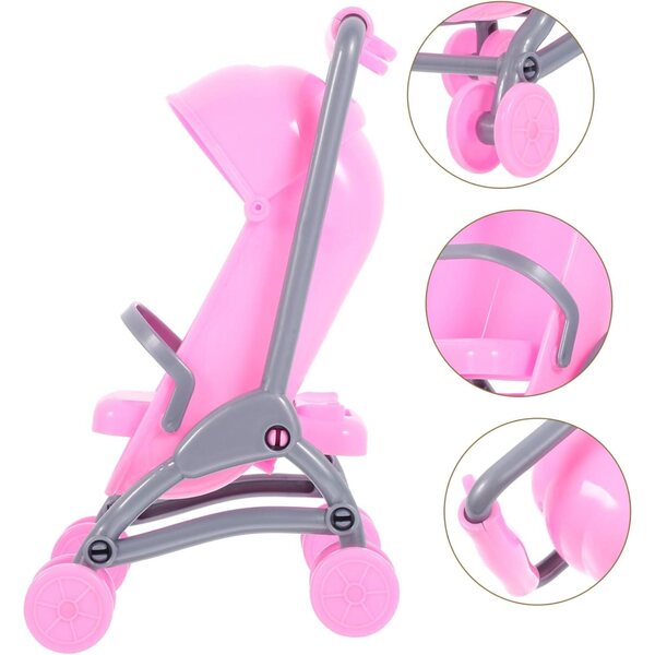 FRCOLOR Set mit 2 Mini-Poussetten für Puppen, stabiles und realistisches Spielzeug für Kinder