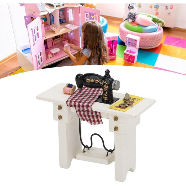 Macchina da Cucire Miniatura 1:12 Casa delle Bambole Accessori Vintage Decorativi