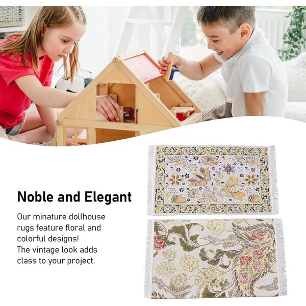 Set 2 Tappeti Miniatura per Casa delle Bambole 1:12 con Design Orientale e Velluto
