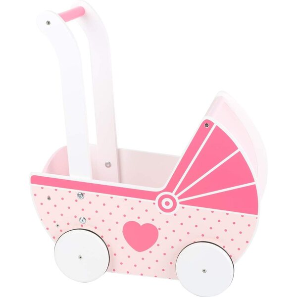 Landau di Legno Rosa Small Foot con Ruote Silenziose Ideale per le Bambole