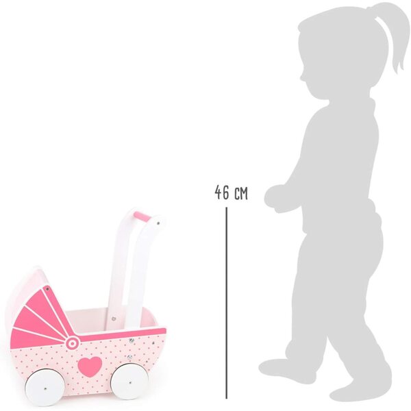 Small Foot Rosa Holz-Landau mit leisen Rädern, ideal für Puppen