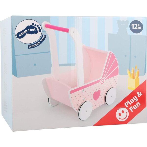 Small Foot Rosa Holz-Landau mit leisen Rädern, ideal für Puppen