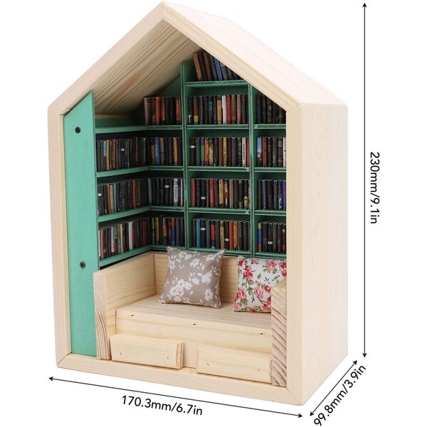 Mini Libreria in Legno Fatta a Mano per Casa delle Bambole Decorativa e Robusta