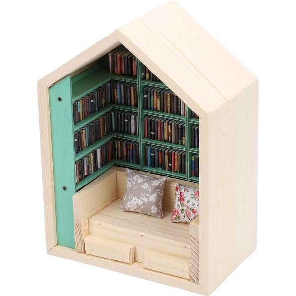 Mini Libreria in Legno Fatta a Mano per Casa delle Bambole Decorativa e Robusta