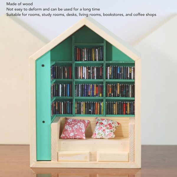 Mini Libreria in Legno Fatta a Mano per Casa delle Bambole Decorativa e Robusta