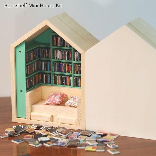 Mini Libreria in Legno Fatta a Mano per Casa delle Bambole Decorativa e Robusta
