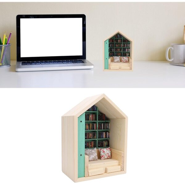 Mini Libreria in Legno Fatta a Mano per Casa delle Bambole Decorativa e Robusta