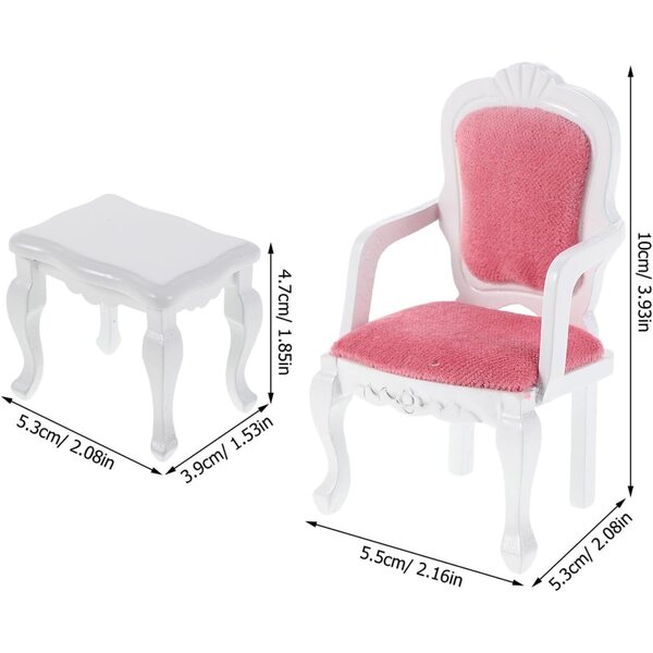 Set Miniature Tavolino e Sedia in Legno per Casa delle Bambole - Accessori Realistici Bianchi