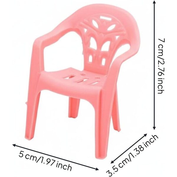 Qianly Mini Sedia in Plastica Design Nostalgico per Bambole e Diorami 1/12 Rosa
