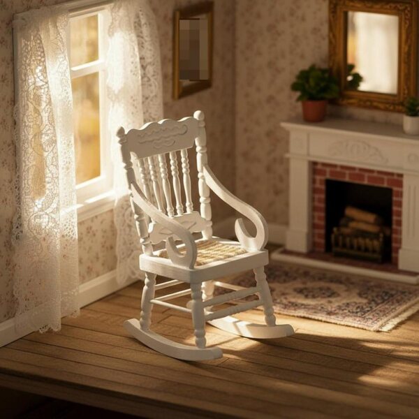 Qianly Sedia a Dondolo in Legno 1/12 Modellino Realistico per Diorama e Bricolage