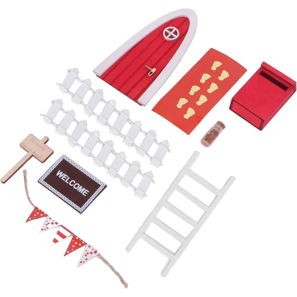 Hölzerner Weihnachtsfeentür-Bausatz für Puppenhäuser, magische Dekoration 1/12 und 1/6
