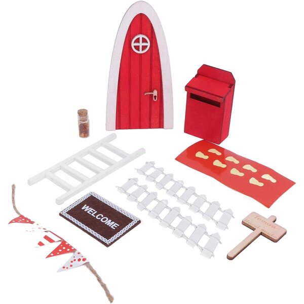 Hölzerner Weihnachtsfeentür-Bausatz für Puppenhäuser, magische Dekoration 1/12 und 1/6
