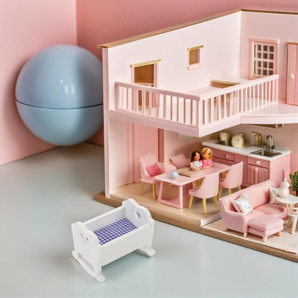 Set 3 Mini-Letti Multicolore 1:12 per Casa delle Bambole – Mobilio Decorativo in Legno e Tessuto