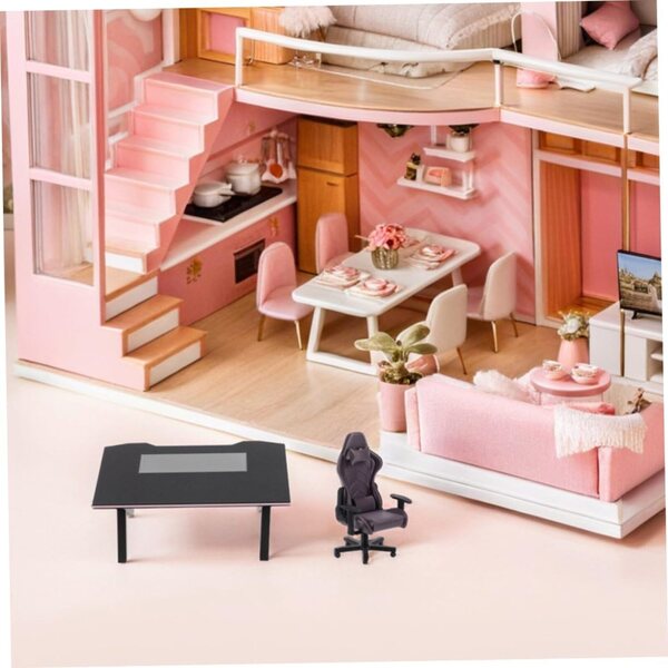 Set Miniatura Scrivania e Sedia da Gioco per Casa delle Bambole - Ciieeo