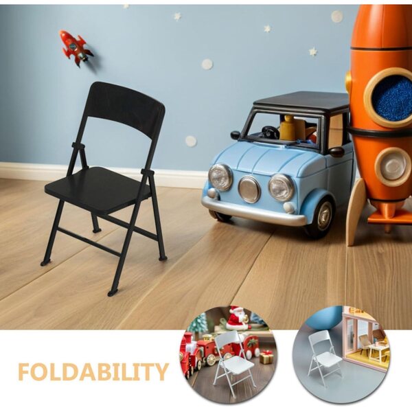 Amosfun Mini-Klappstühle für Puppenhaus, realistisches PVC-Design