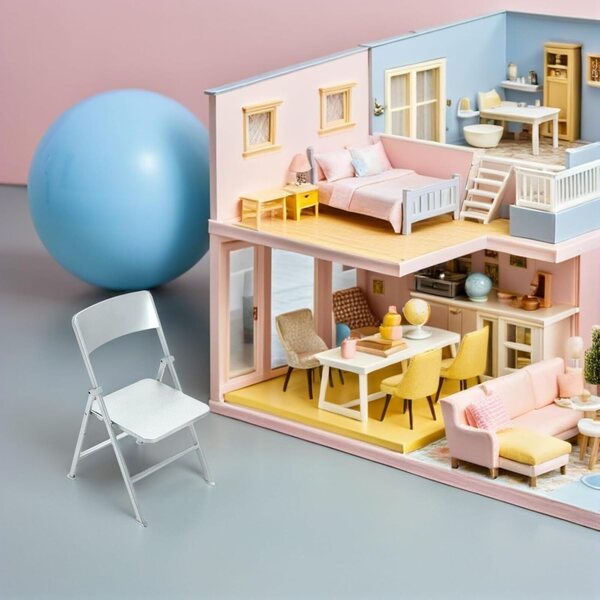 Ciieeo Set 2 Mini Sedie Pieghevoli per Casa delle Bambole in PVC Realistiche