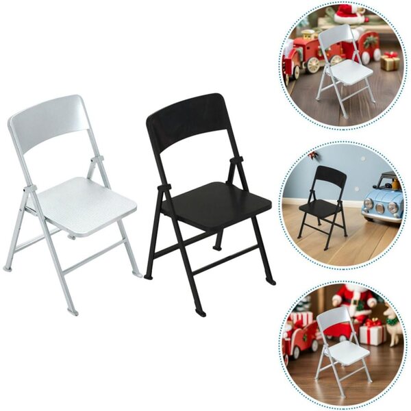 Ciieeo Set 2 Mini Sedie Pieghevoli per Casa delle Bambole in PVC Realistiche