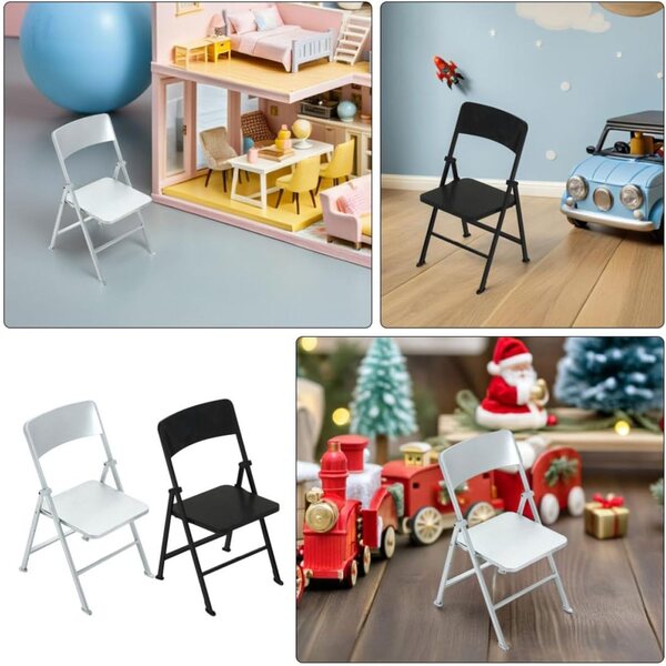 Ciieeo Set 2 Mini Sedie Pieghevoli per Casa delle Bambole in PVC Realistiche