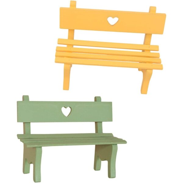 Gatuida Set 2 Mini Banchi Decorativi in Legno per Micro-Paesaggio e Casa delle Bambole