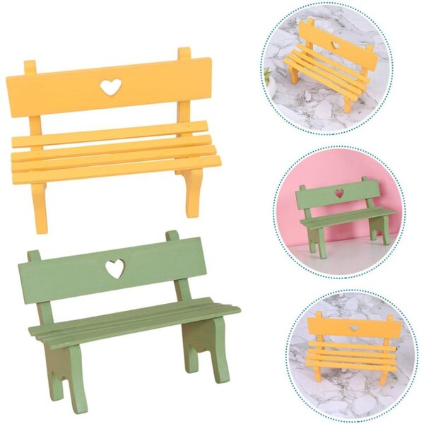 Gatuida Set 2 Mini Banchi Decorativi in Legno per Micro-Paesaggio e Casa delle Bambole