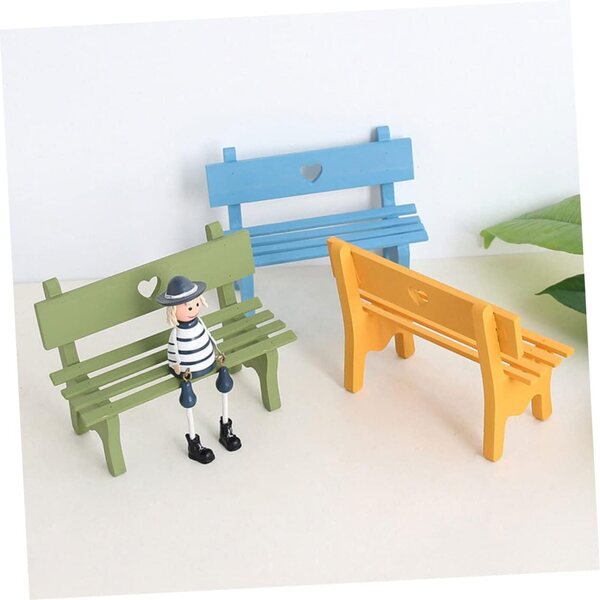 Gatuida Set 2 Mini Banchi Decorativi in Legno per Micro-Paesaggio e Casa delle Bambole