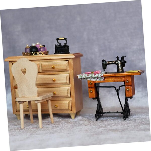 Mini macchina da cucire vintage decorativa per casa delle bambole 8x8x3,5 cm