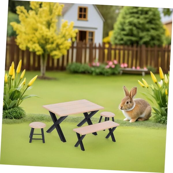 Abaodam Set 4 pezzi mobili miniatura tema campeggio per casa di bambole