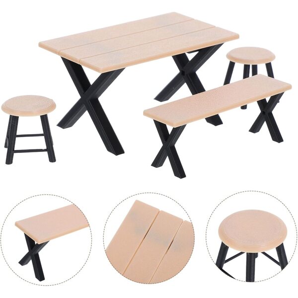 Abaodam Set 4 pezzi mobili miniatura tema campeggio per casa di bambole