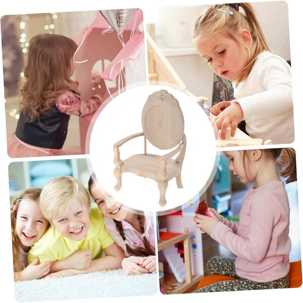 IMIKEYA Mini Sedia Vintage Beige per Casa delle Bambole 1:12 da Personalizzare